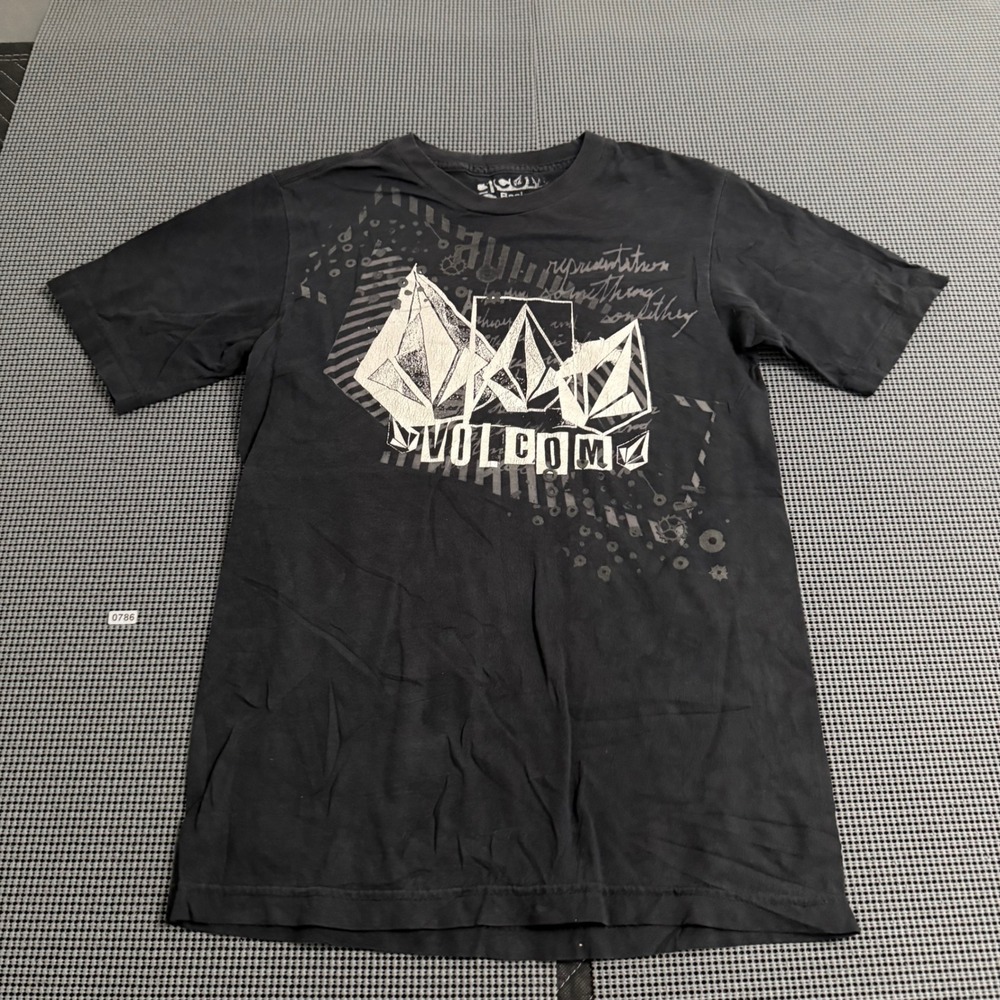 Volcom Stone Mens Small Black Graphic T-Shirt Basic Fit Short Sleeve Cotton Tee